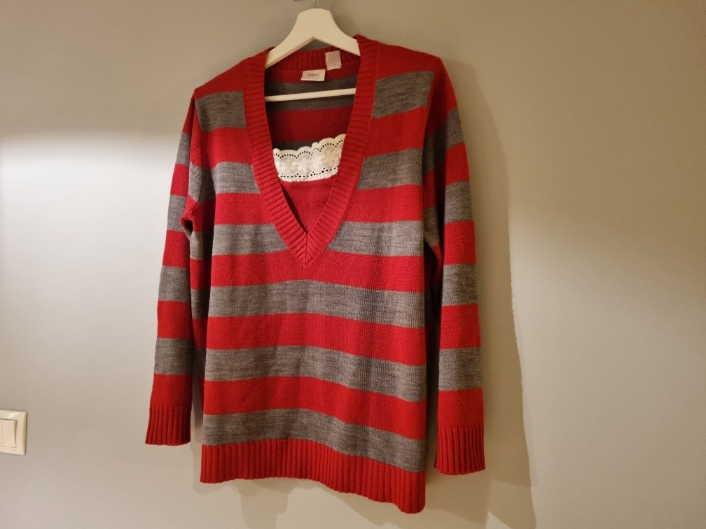 Sweter L 40 Bonprix Collection sweterek w pasy bluzka swetr