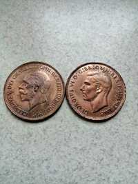 Anglia 2 monety 1 penny 1936 i 1946r.