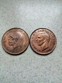 Anglia 2 monety 1 penny 1936 i 1946r.