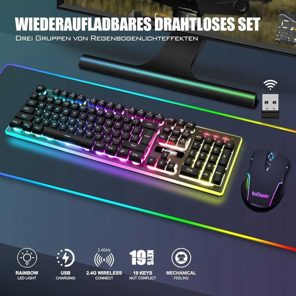 RedThunder K10 Klawiatura + mysz (niemiecki układ QWERTZ nieużywana)