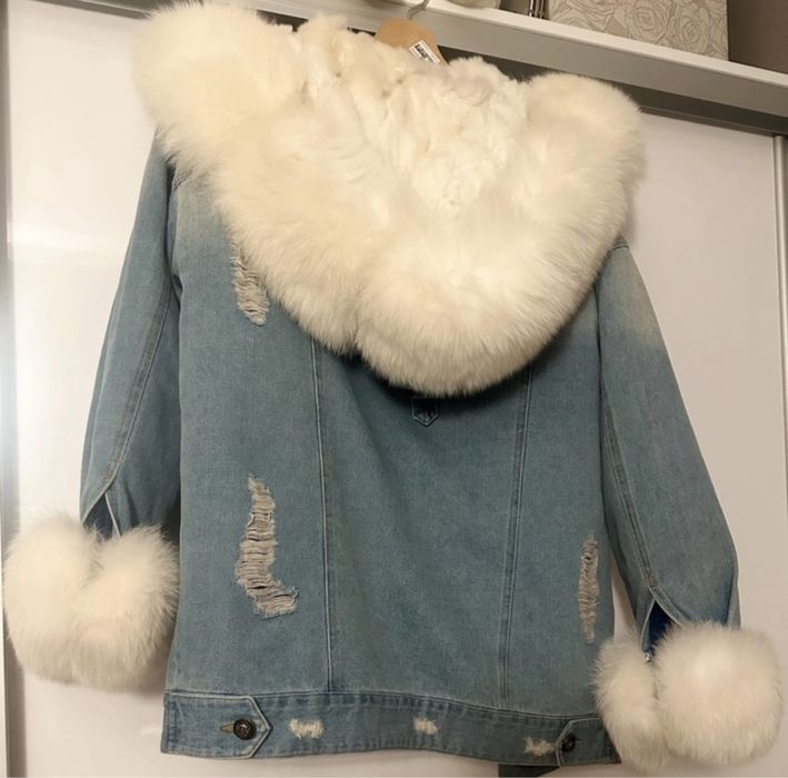 Ciepła kurtka jeans + futro