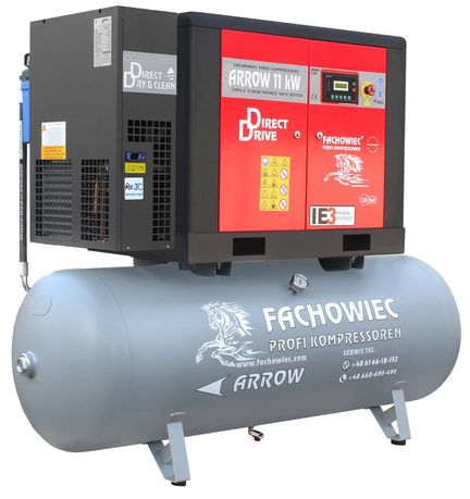 Kompresor olejowy ARROW11 + zbiornik + osuszacz 500 l 10 bar