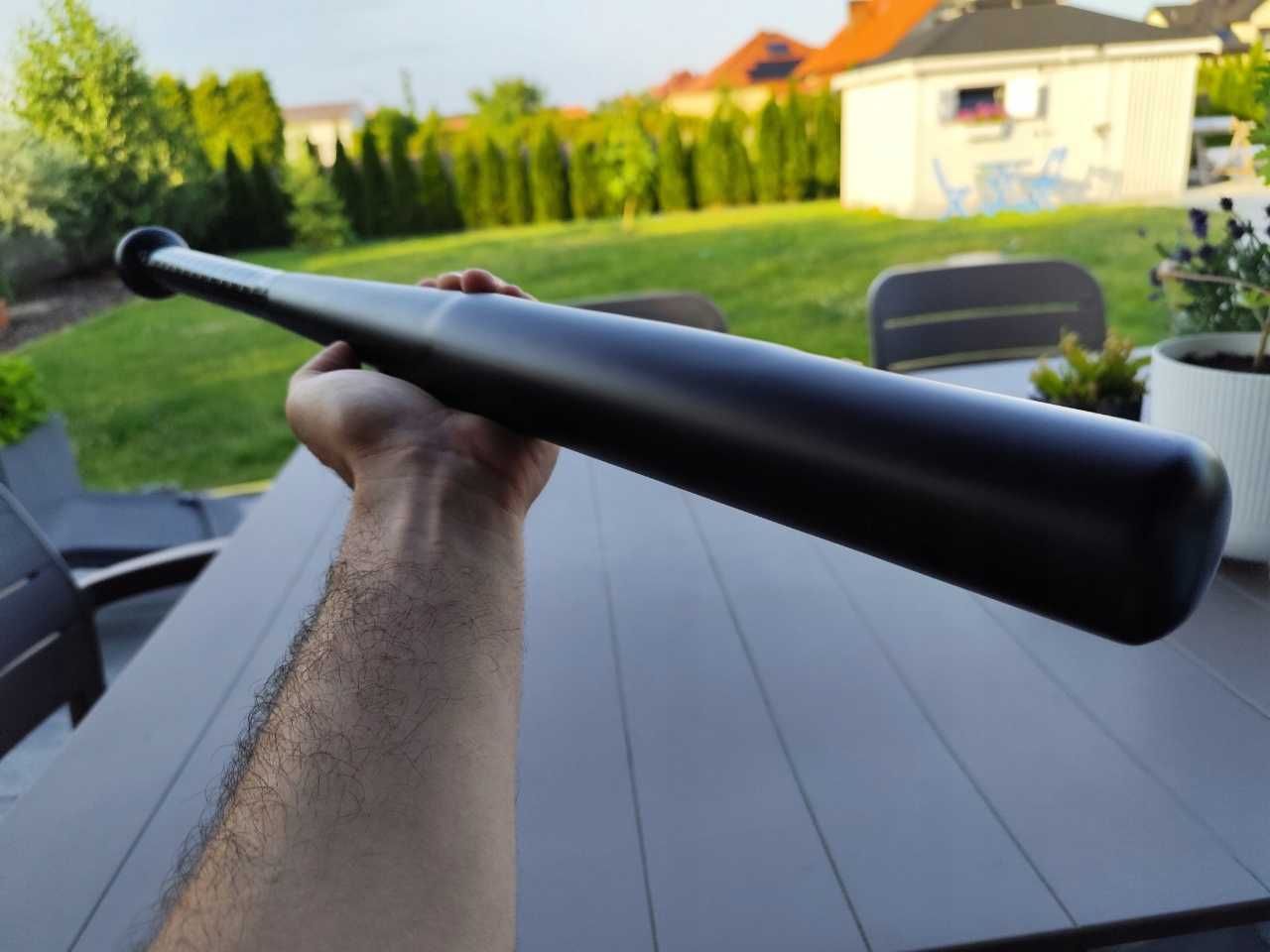 Czarny METALOWY kij baseballowy dobrze wykonany NOWY 900g 64cm