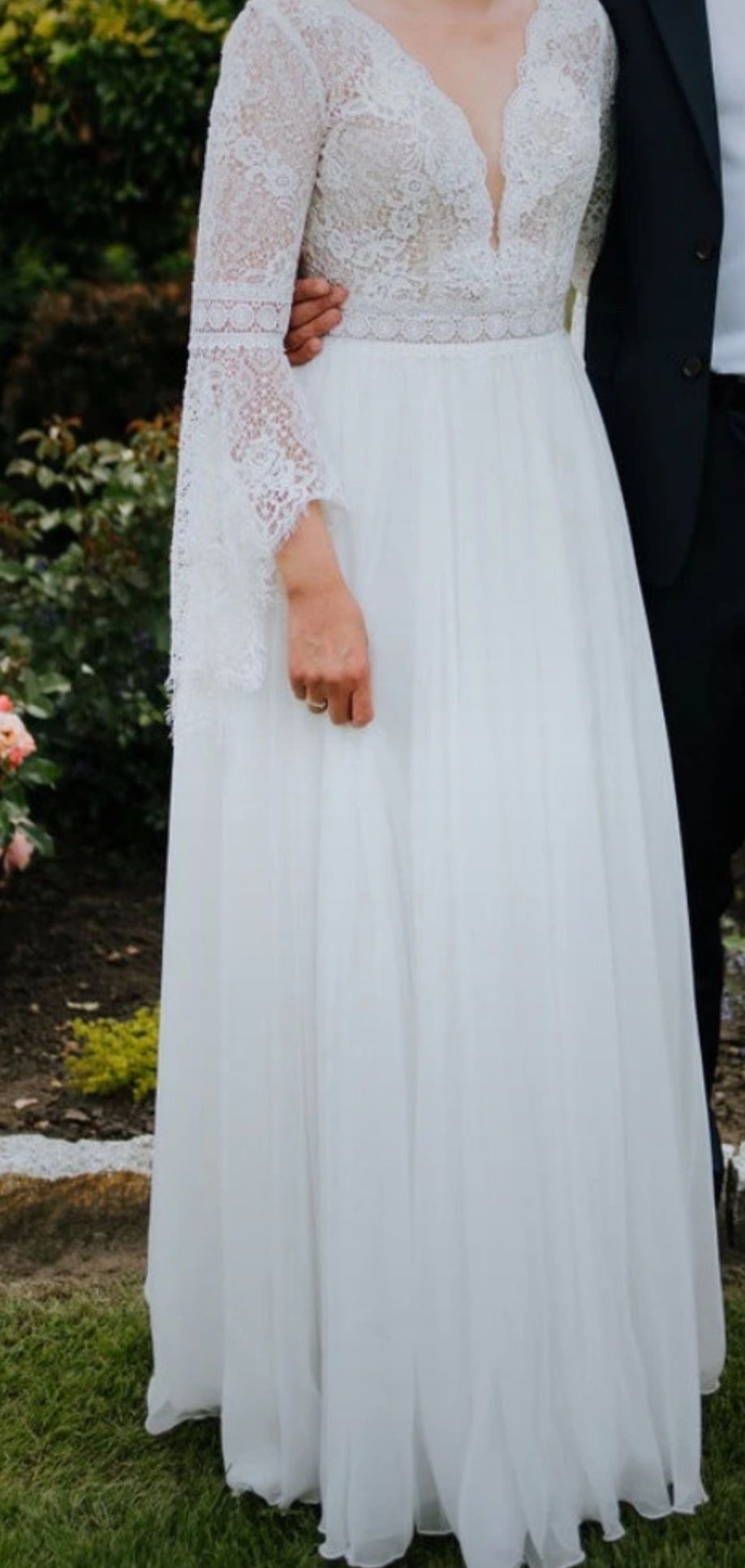 Suknia ślubna boho S ivory,śmietanka, ecru