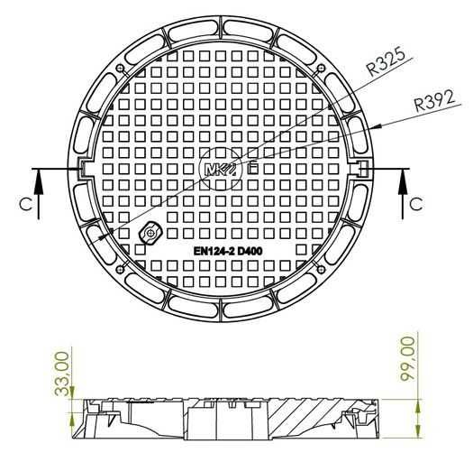 Właz Żeliwny Okrągły DN600 60cm D400 Pokrywa Studzienki Zawias Rygiel