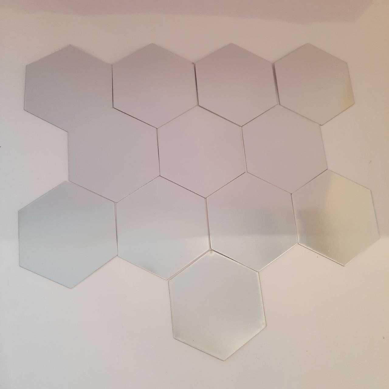 Наклейка на стену 12 штук  зеркальная акрил соты шестигранная 10*8.5