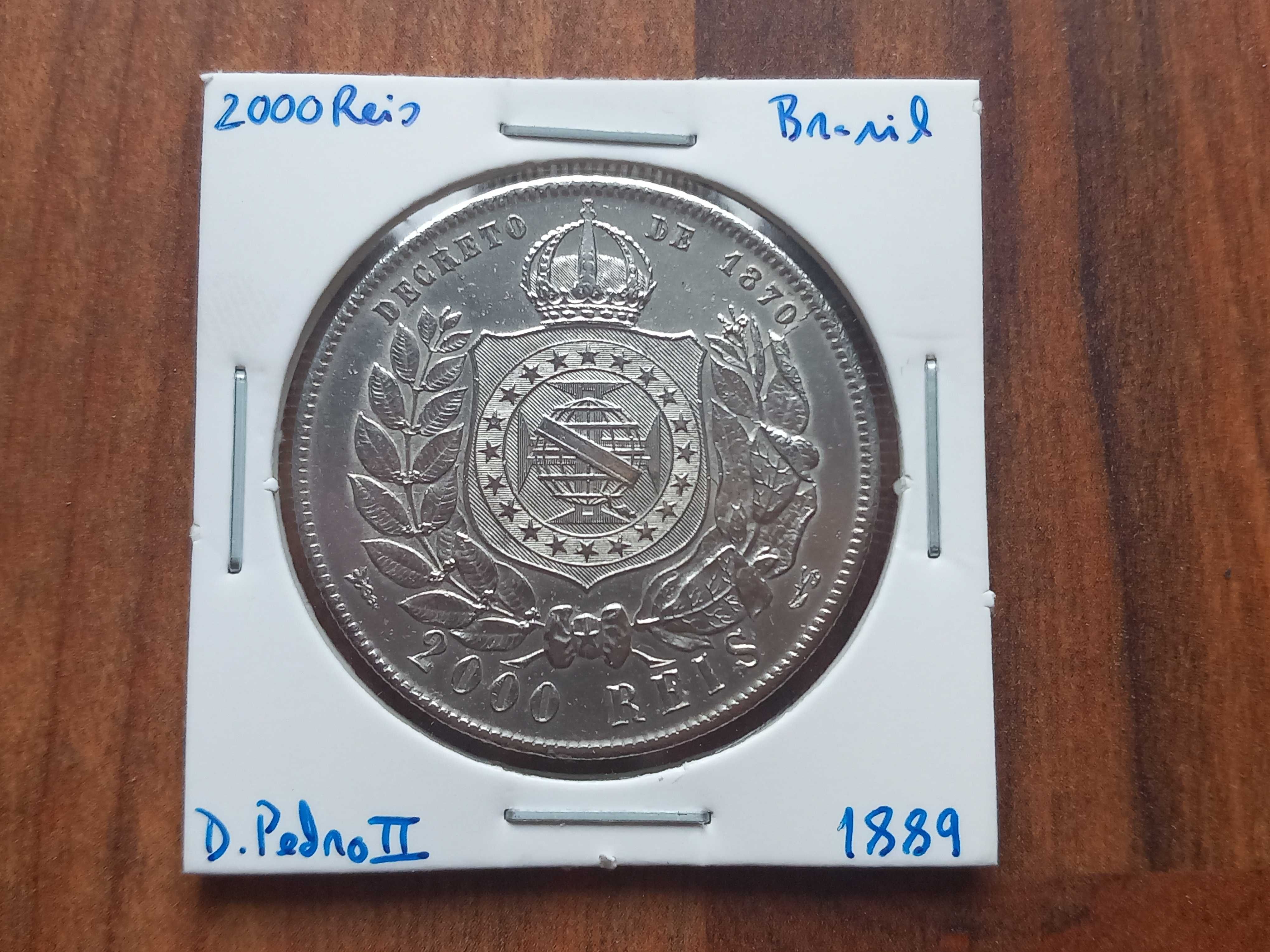 Moeda 2000 Reis 1889 Brasil