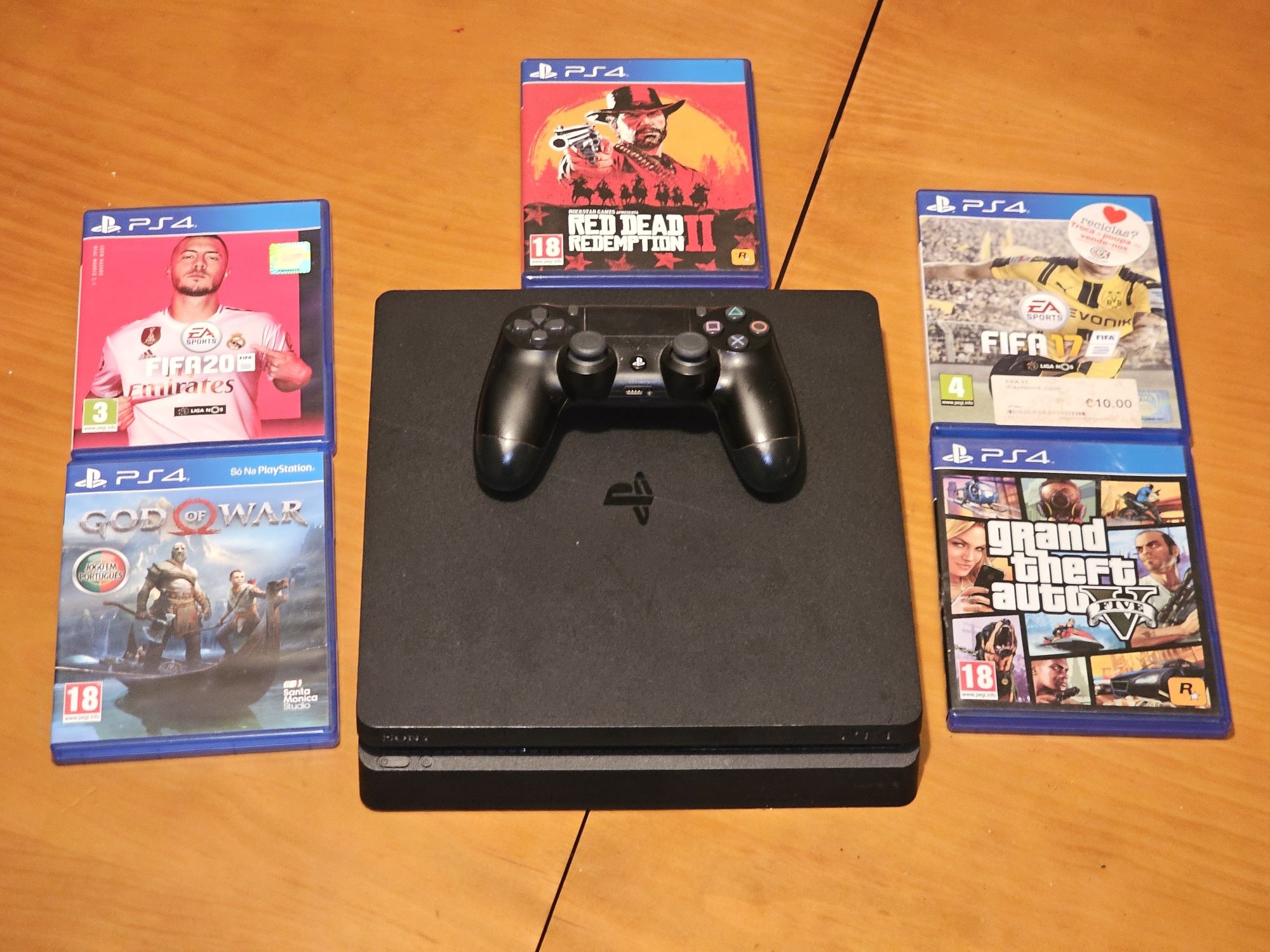 PS4 Slim 1TB c/ comando + jogos