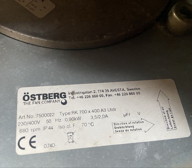 Прямокутний канальний вентилятор Ostberg RK 700x400 A3