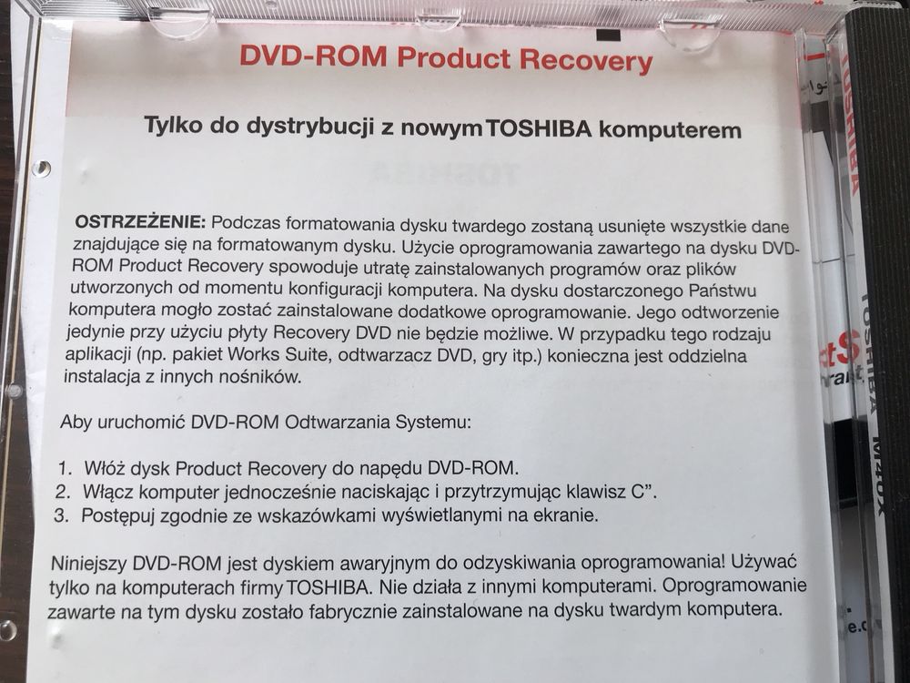 Toshiba - pakiet oryginalnego oprogramowania  do laptopa M40x