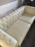 Sofa kanapa fotel chesterfield skóra kremowa