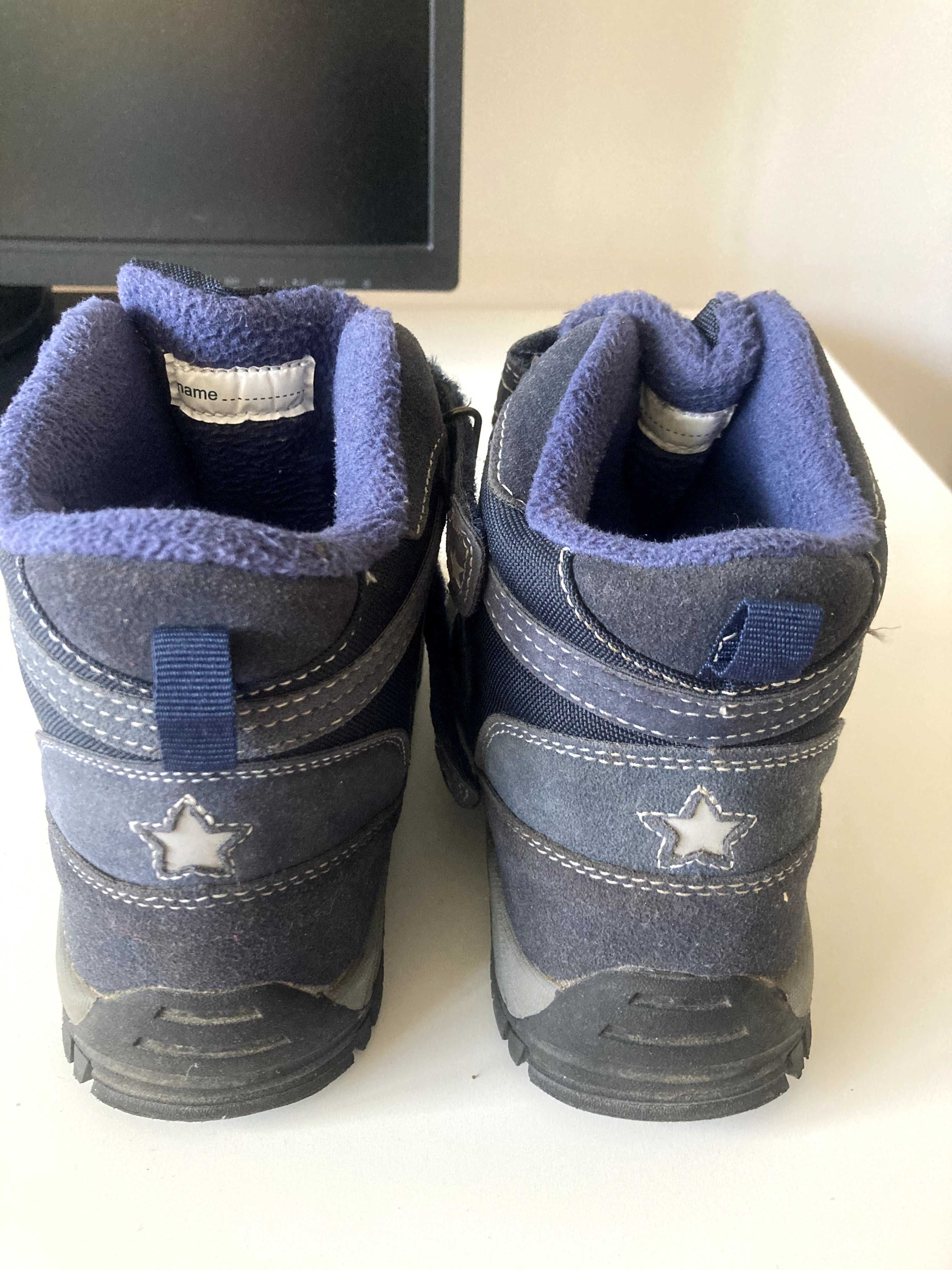 Ocieplane polarem buty zimowe z Tchibo rozm. 32/33 z odblaskami