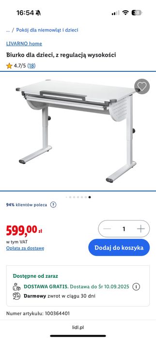 Biurko kaligraficzne z regulacją wysokości