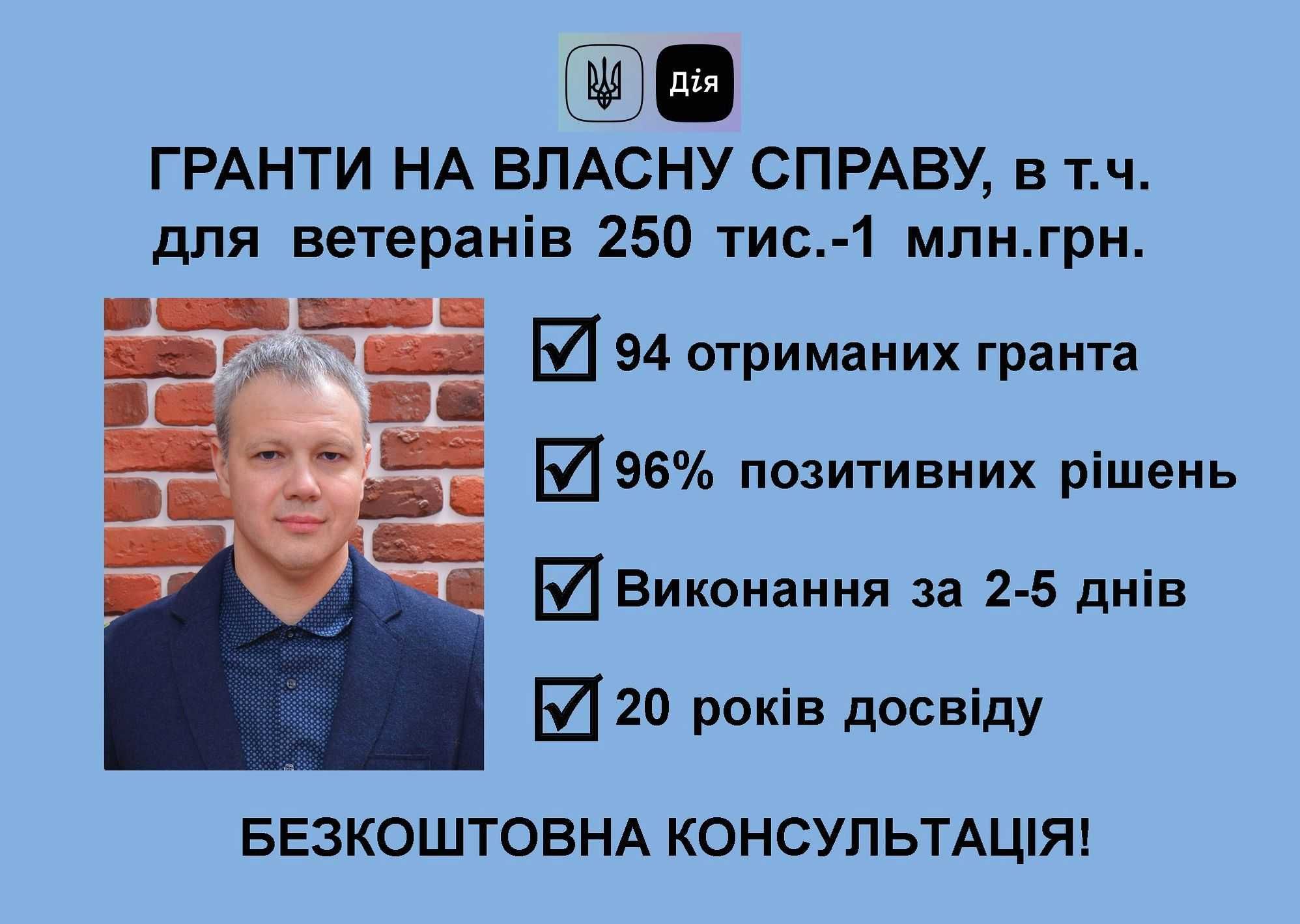 Бізнес-план ГРАНТ єРобота, в тч для ветеранів. Вже 94 виграних гранти!