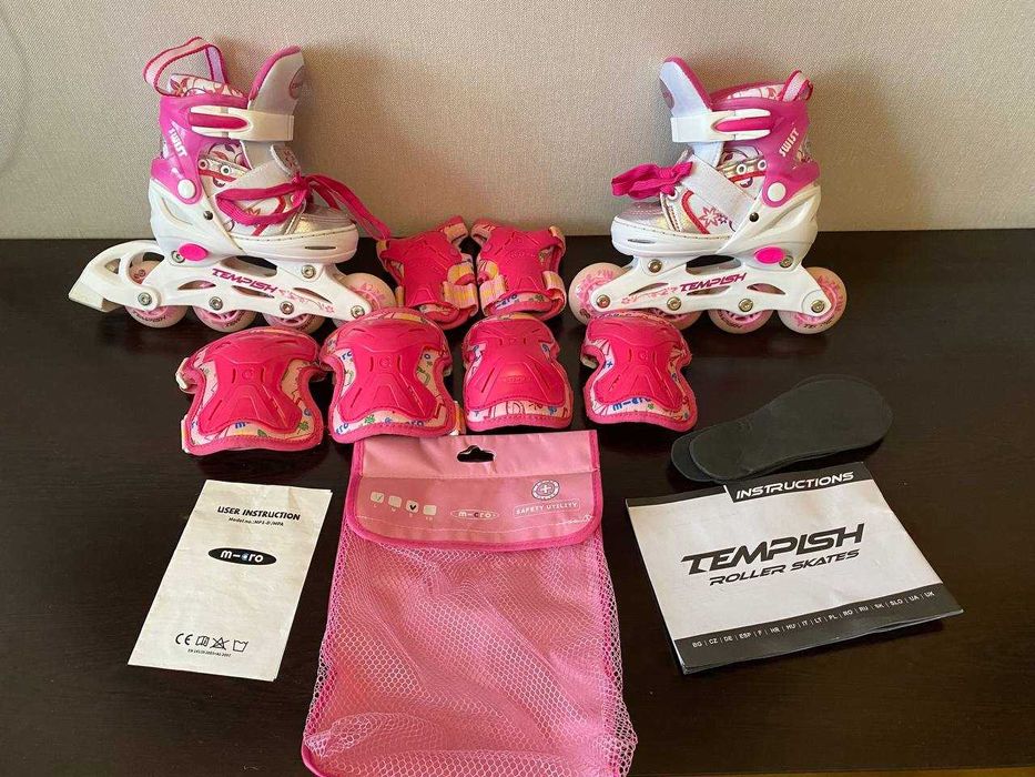Ролики для дівчаток Tempish Swist Flash Pink з колесами, що світяться.
