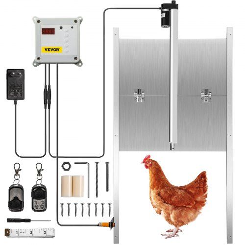 Porta de frango automática  em liga de alumínio / ABS com controle des