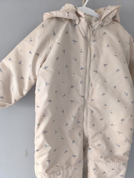 Kombinezon zimowy H&M 104cm beżowy w kwiatki