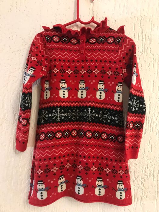 Nowa dzianinowa czerwona świąteczna sukienka Boże Narodzenie r 98