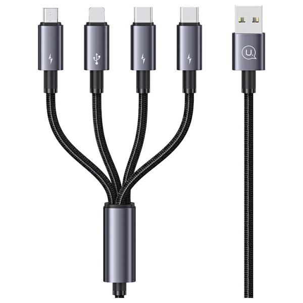 USAMS Kabel 4w1 2xUSB-C/Lightning/MicroUSB 15W 1,2m Aluminum Alloy