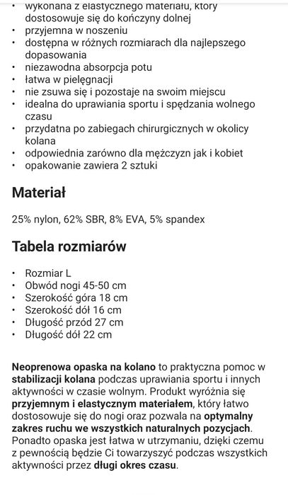 Neoprenowa opaska na kolano