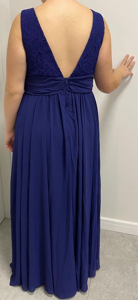 Sukienka plus size MAXI wieczorowa granatowa rozmiar 50 duży biust