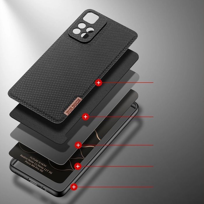 Dux Ducis Fino etui pokryte nylonowym materiałem Poco M4 Pro 5G czarny