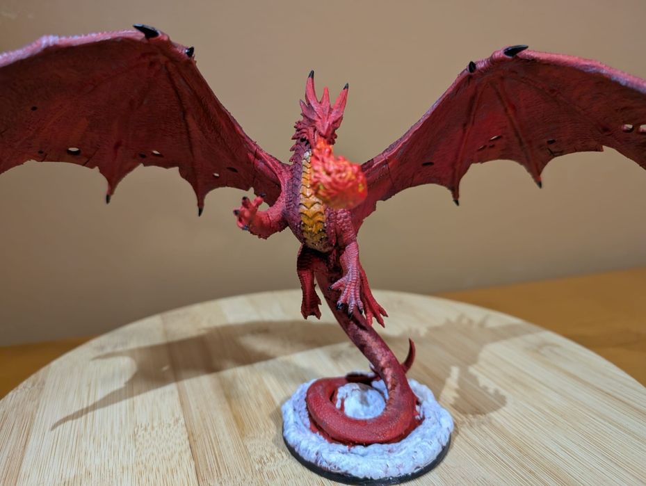 Dragão Vermelho - Estátua de Resina Pintada
