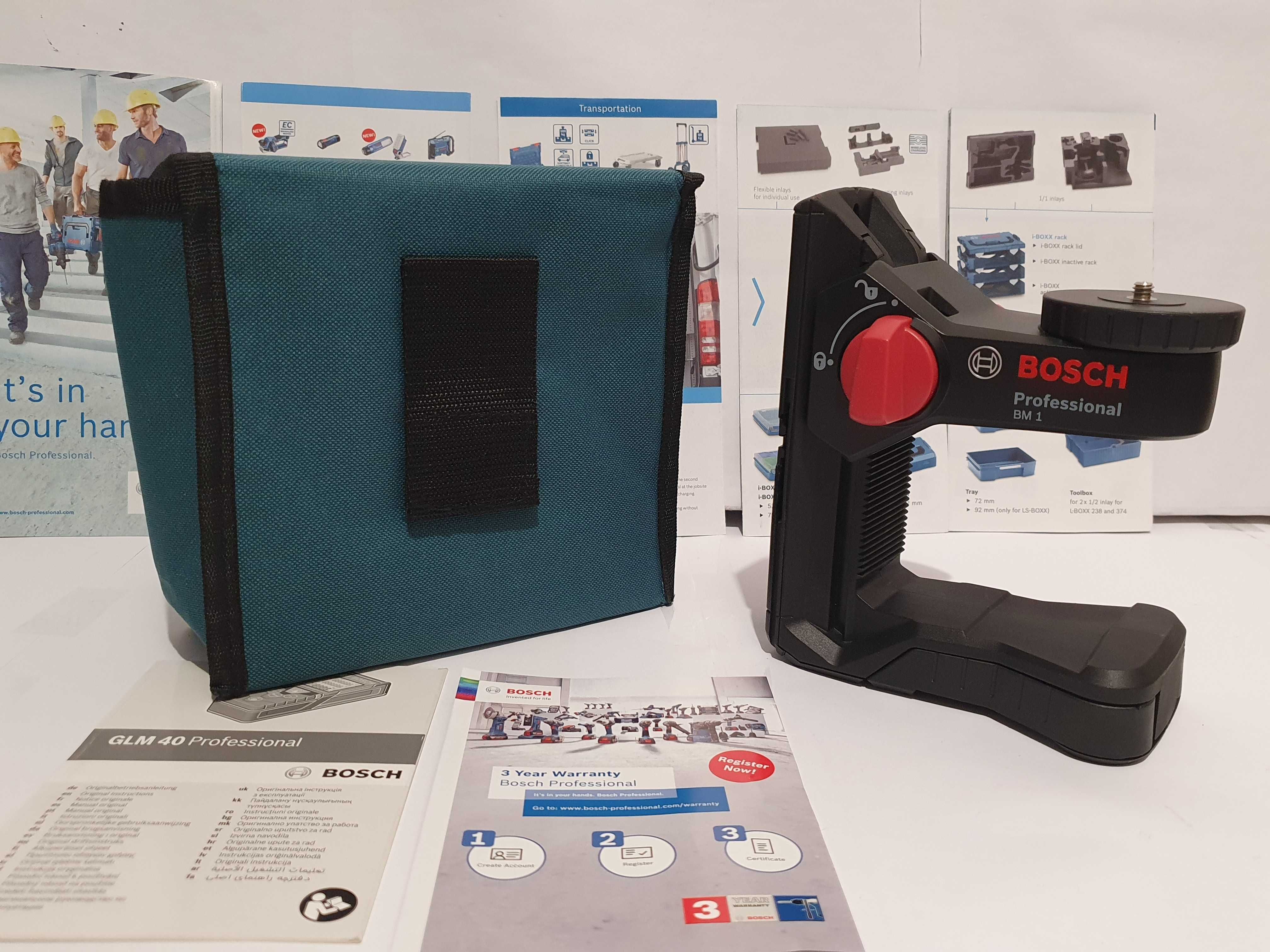 Zestaw futeral BOSCH GLL 3-80 GCL +stojak uchwyt BM-1 laser niwelator