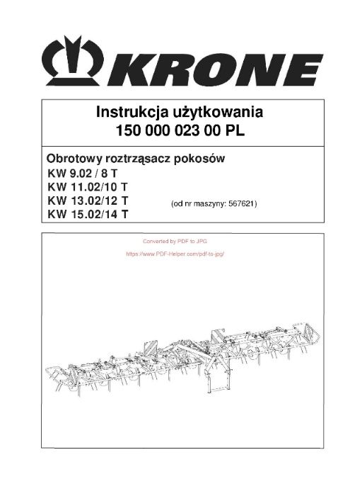 Instrukcja użytkowania przetrząsacza KRONE 9.02-15.02