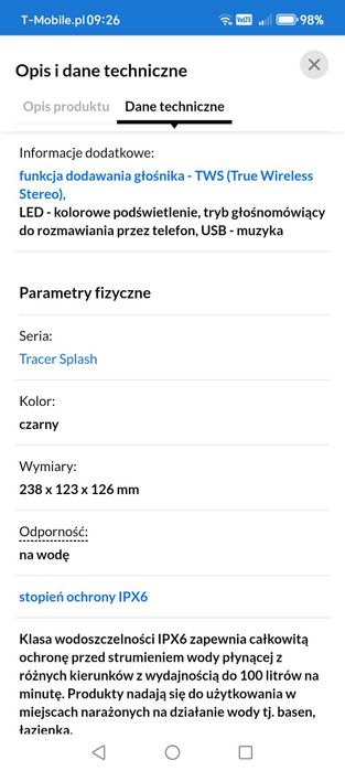 Sprzedam głośnik bluetooth tracer. 30w parametry na zdjęciach