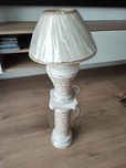 Stara lampka nocna ceramiczna z kolumną beżowa