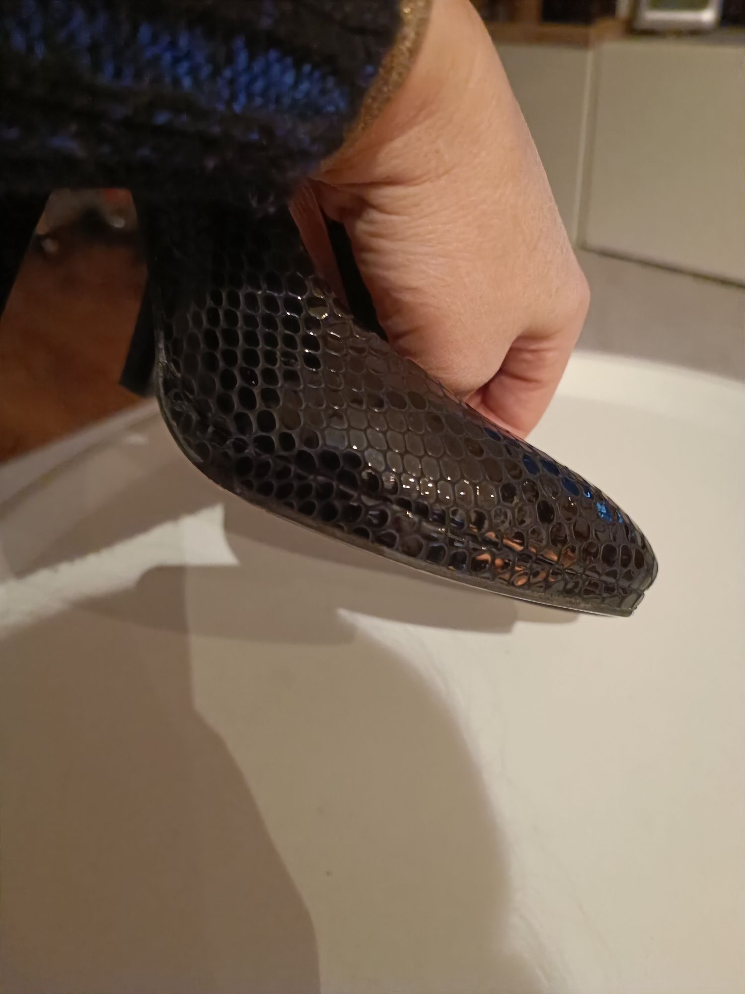 Wloskie szpilki Baldaccini skóra naturalna węża 38