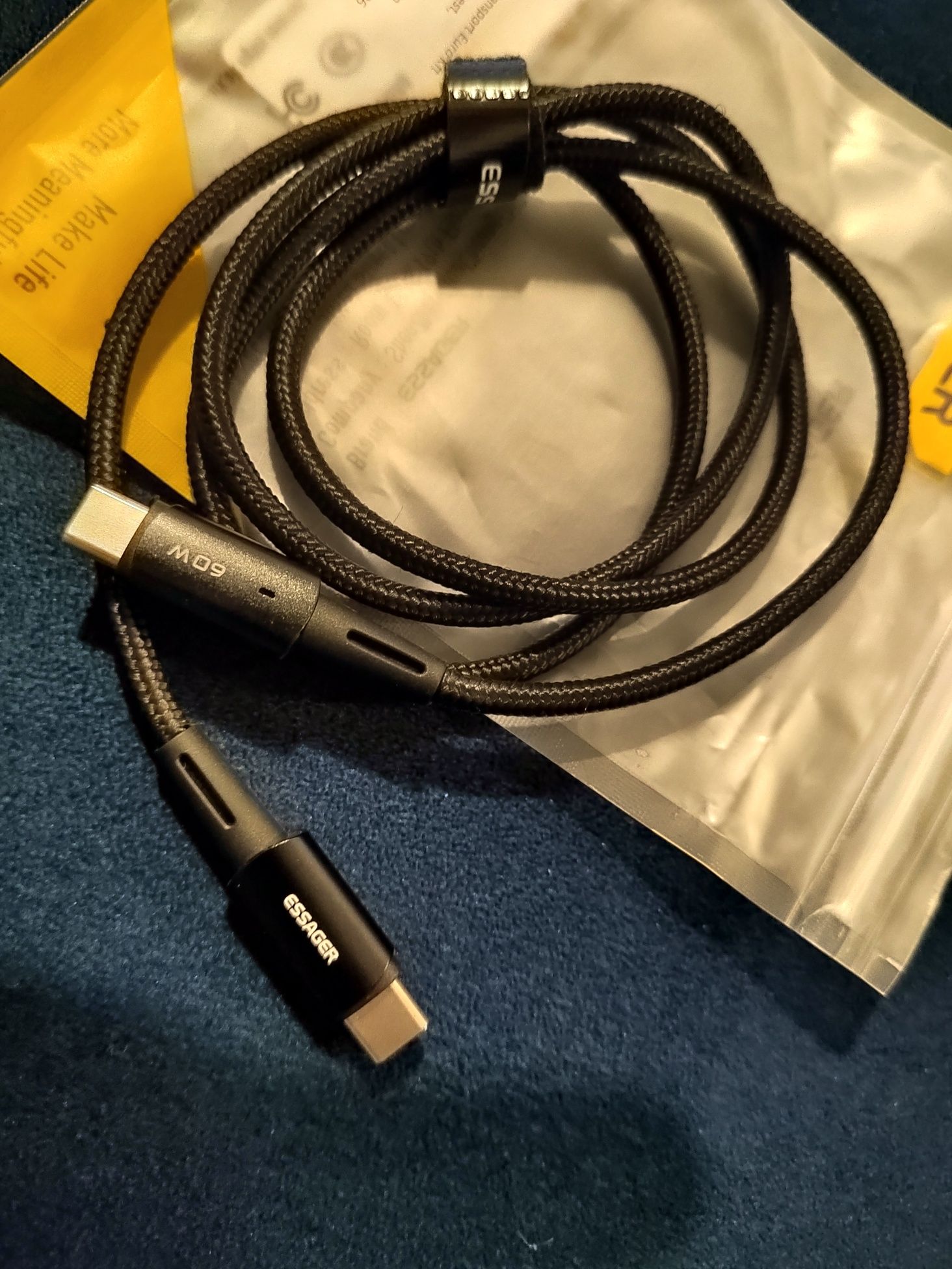 Kabel USB C na USB C - 1m essager 60W