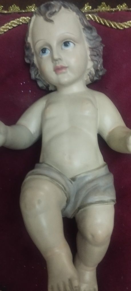 Menino Jesus em marfinite mais almofada em veludo