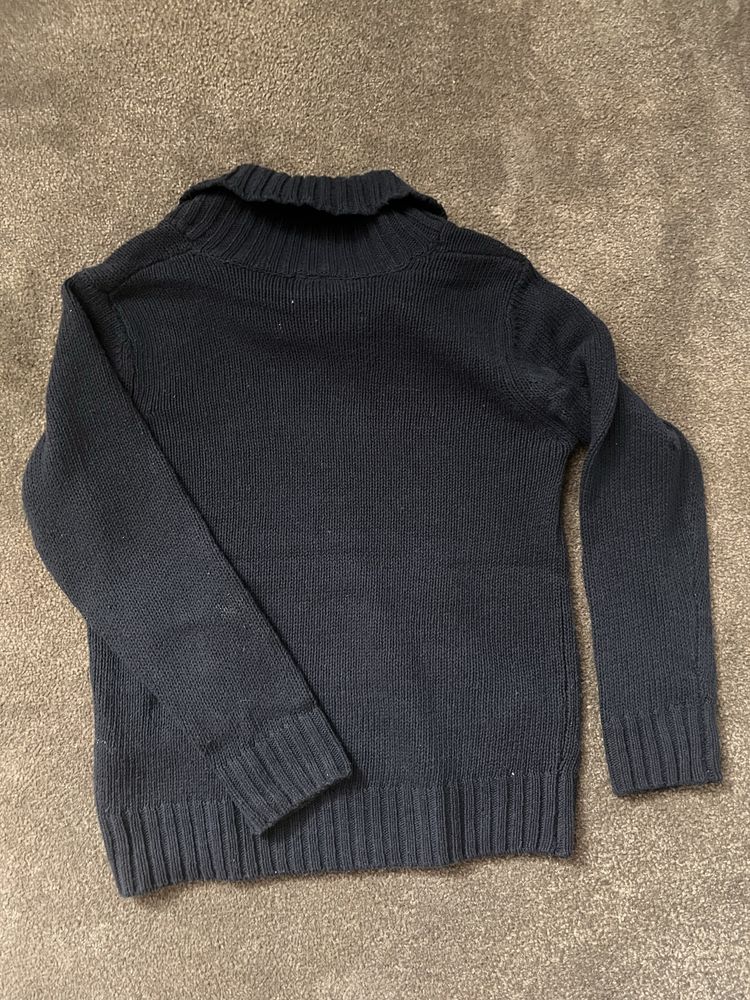 Sweter dziecięcy niemowlęcy z kołnierzem granatowy 104