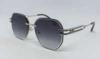 Брендовые очки женские серый градиент в серебристой метал оправе 2492