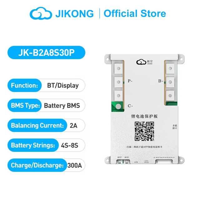 BMS платы Jikong 40А, 60А, 80А, 100А, 150А, 200А, Bluetooth, инвертеры