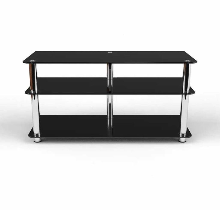 Тумба столик під телевізор скляна чорна