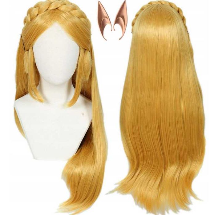 Peruka damska Linfairy w kolorze blond, długa,  z 2 uszami elfa