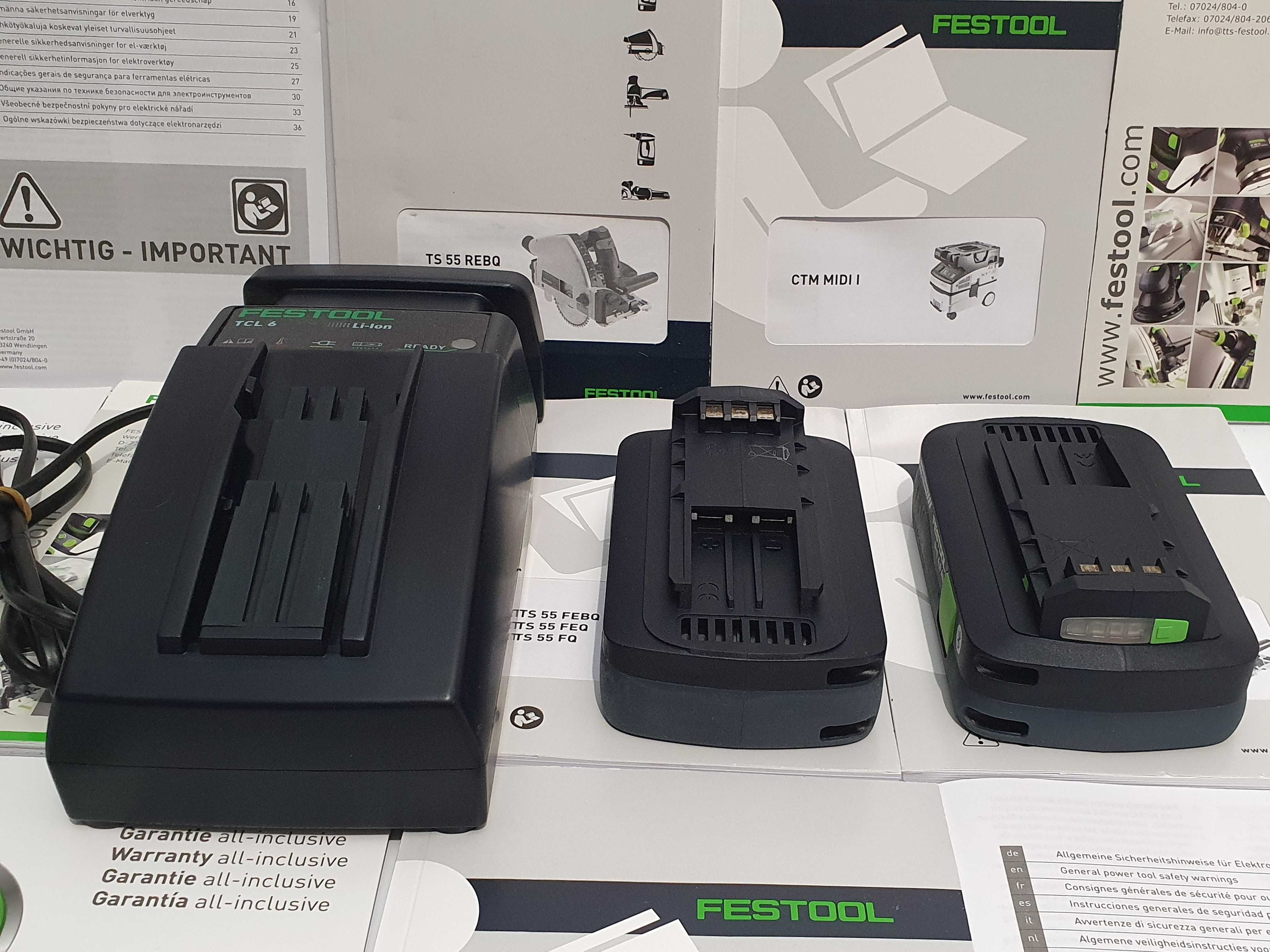 Zestaw startowy FESTOOL TCL 6 +2 szt akumulator 18v 4ah Bluetooth nowe
