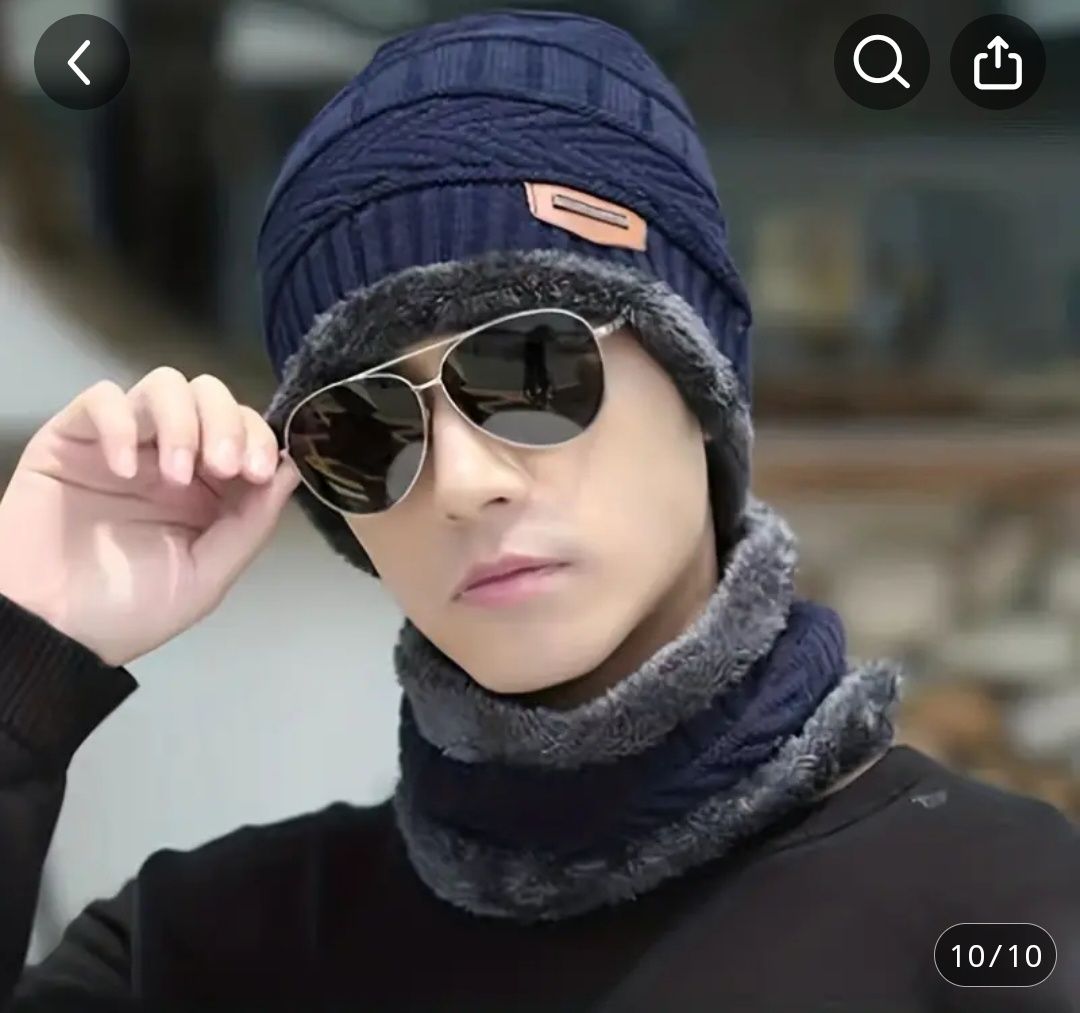 Gorro e gola conjunto azul