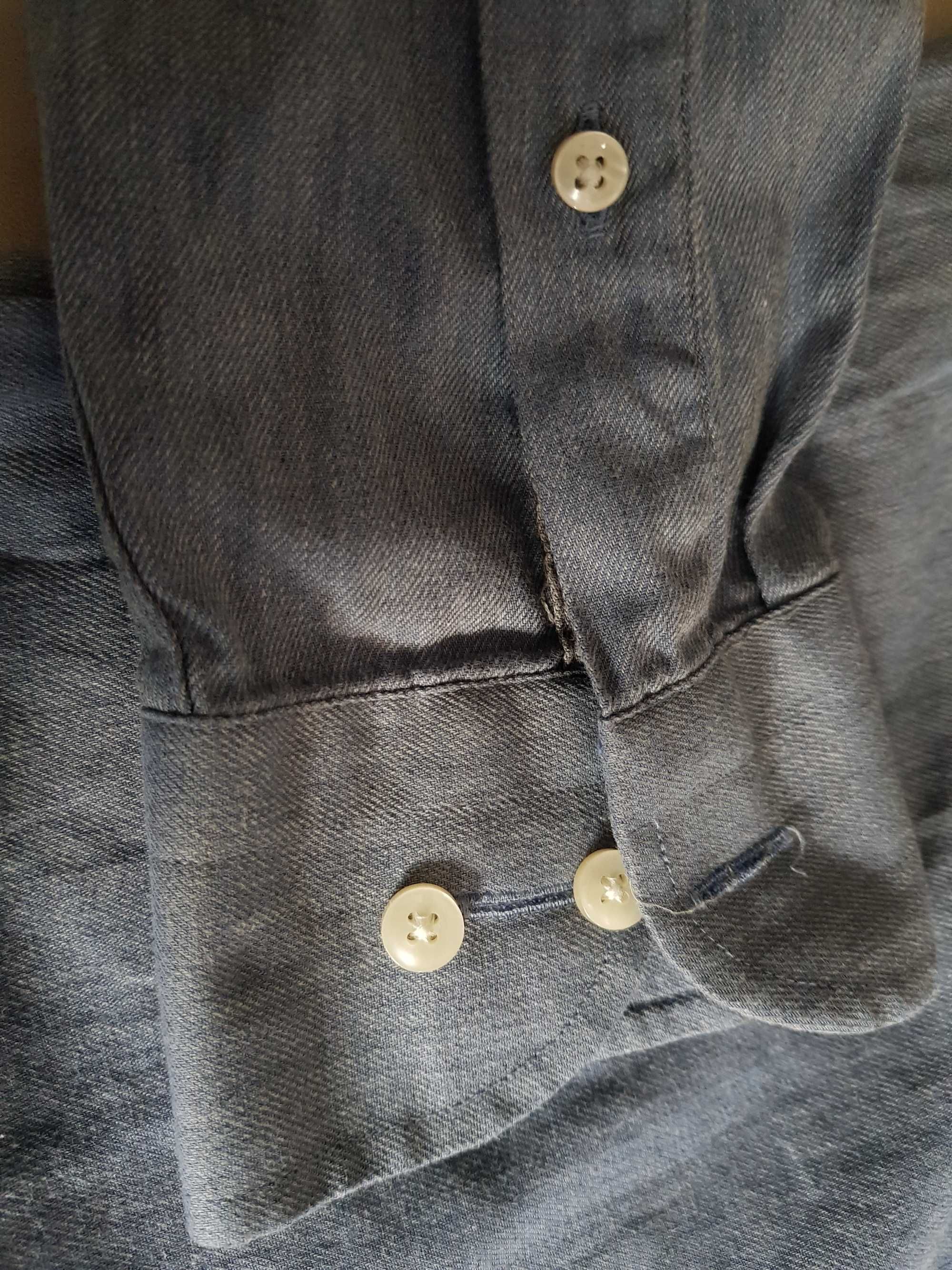 Bawełniana koszula męska slim jeans dżins Riley L - XL stan idealny