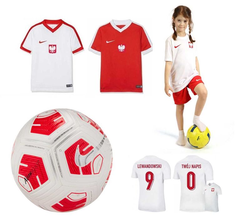 zestaw komplet Polski nike Lewandowski 9 Polska koszulka + piłka hit