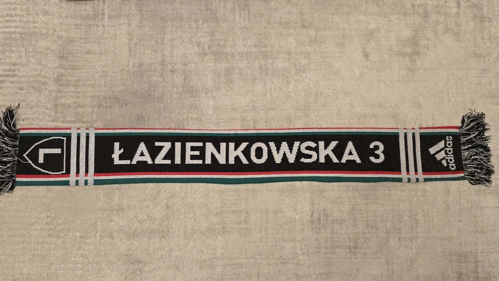 Unikatowy szalik Legia Warszawa adidas, unikatowe logo, Łazienkowska 3