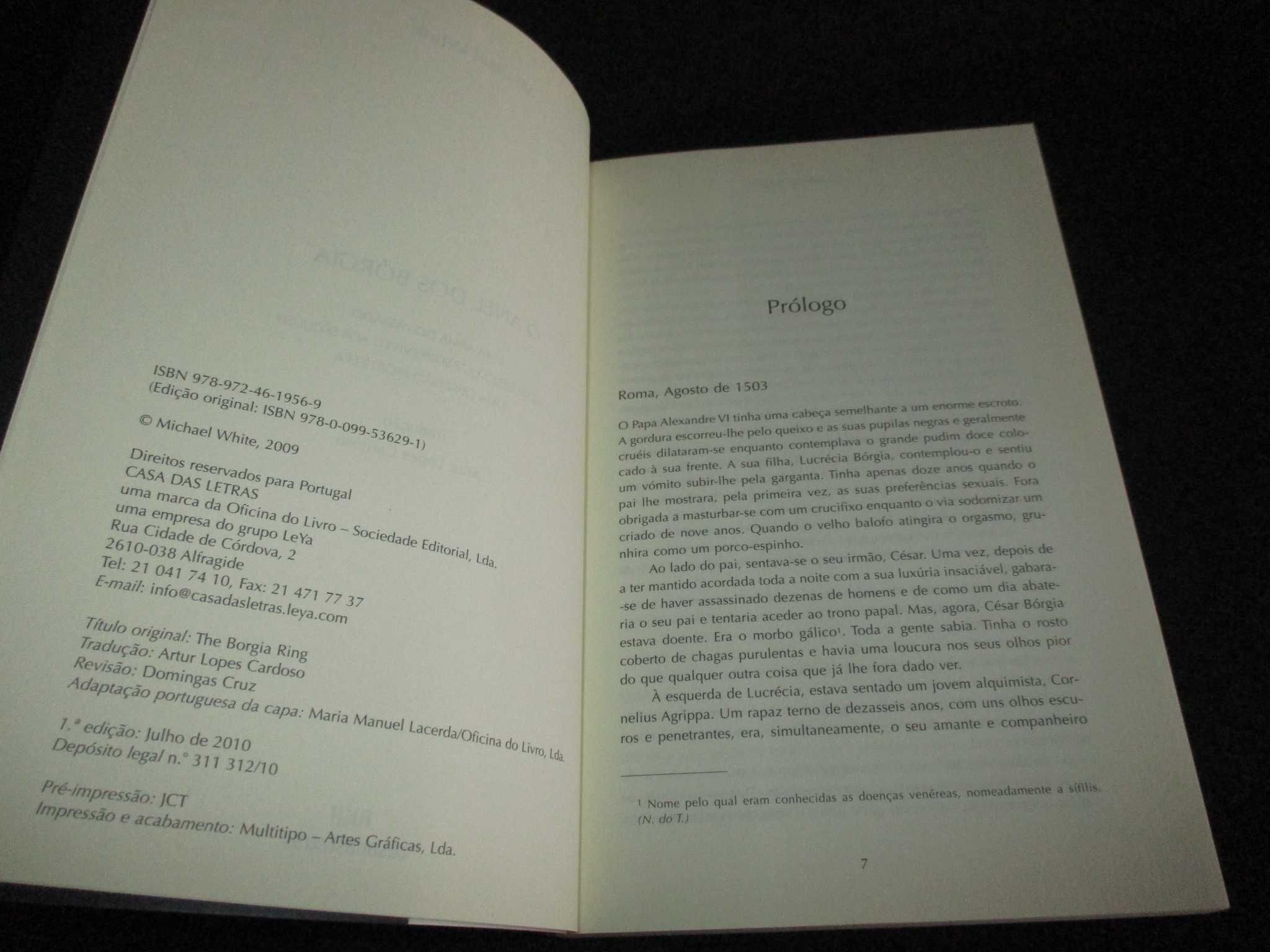 Livro O Anel dos Bórgias Michael White
