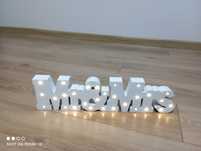 Świecacy napis Mr&Mrs