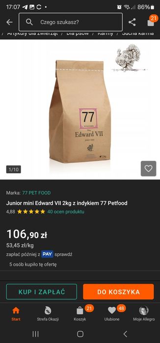 Karm Junior mini Edward VII 2kg z indykiem 77 Petfood