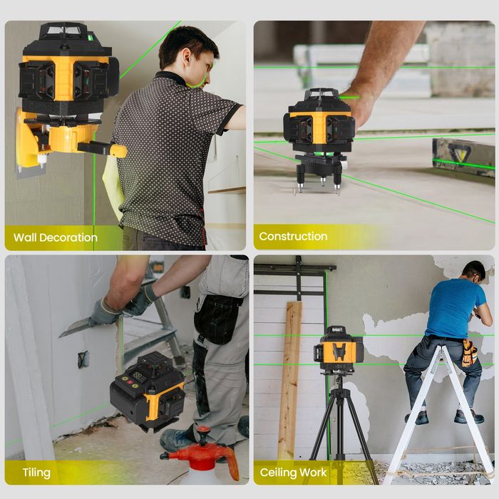 Poziomica laserowa 4d 360,statyw, 2 baterie, walizka,pilot,