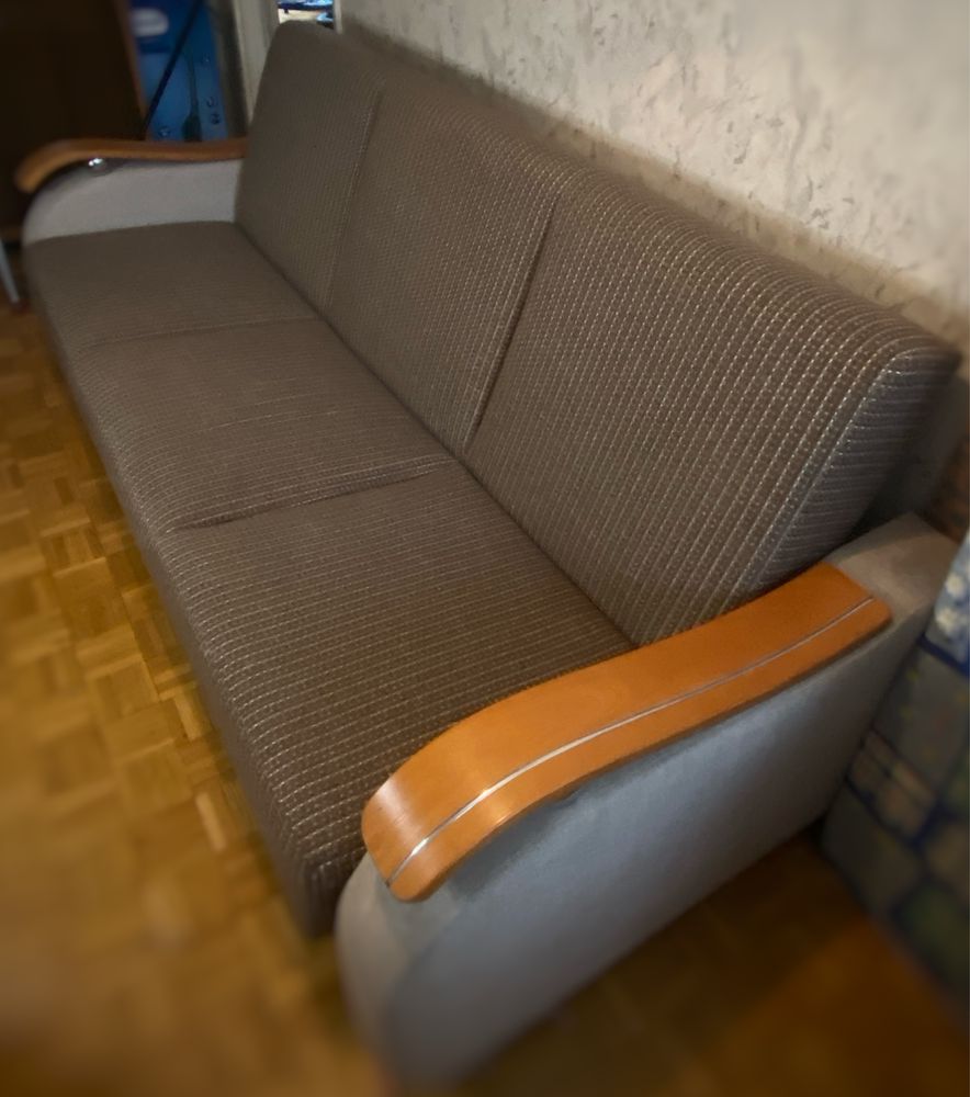 Kanapa rozkładana 3 osobowa sofa tapczan brąz szary