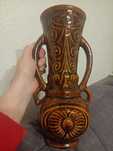 Duży ceramiczny wazon z uszkami PRL